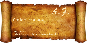 Ander Ferenc névjegykártya